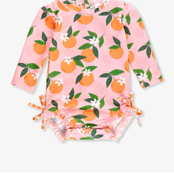 Ruffle butts Pink and Orange baby Swimwear - Picture 1 of 3